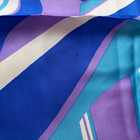 Vintage Liberty of London 100%Silk 23" Square Scarf Blue Purple Pucci-Like Women - Picture 7 of 7